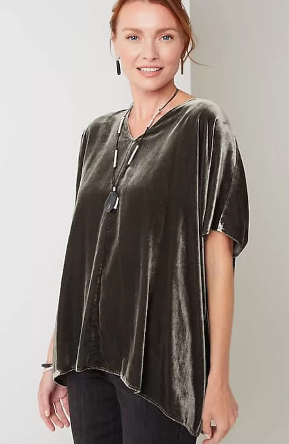 J.Jill Pure Jill Velvet Seamed Draped Top | Jjill | Women Shirts & Blouses