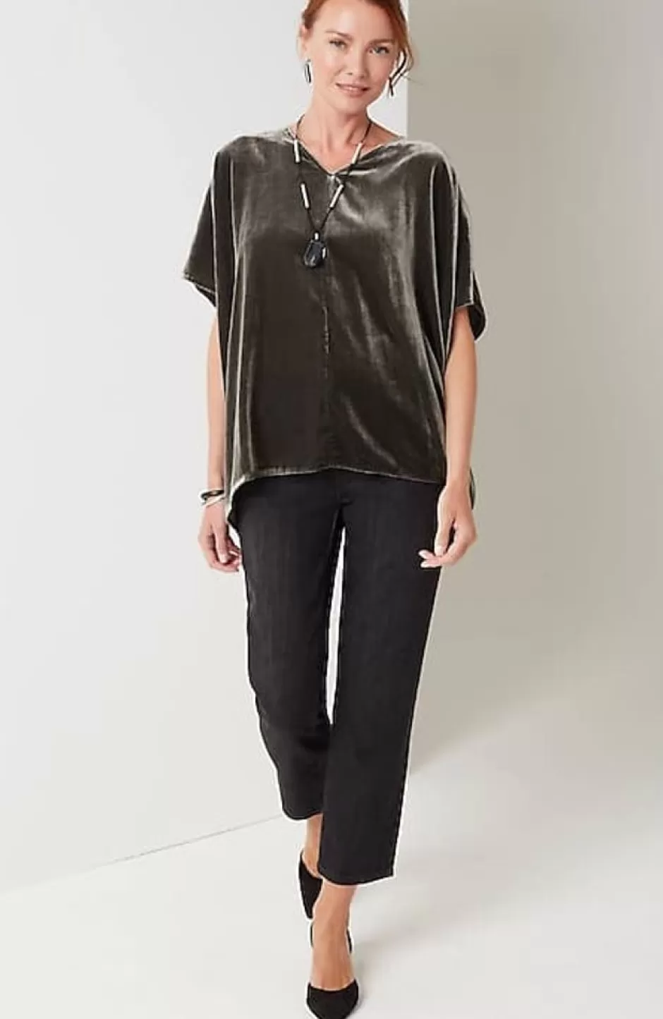 J.Jill Pure Jill Velvet Seamed Draped Top | Jjill | Women Shirts & Blouses