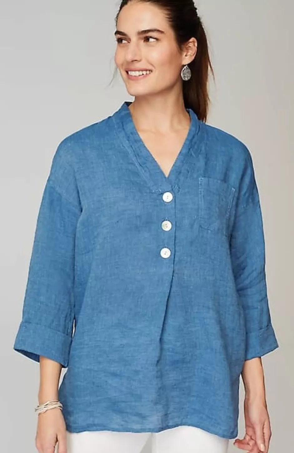 J.Jill Pure Jill Yarn-Dyed Linen Button-Front Tunic | Jjill | Women Tunics