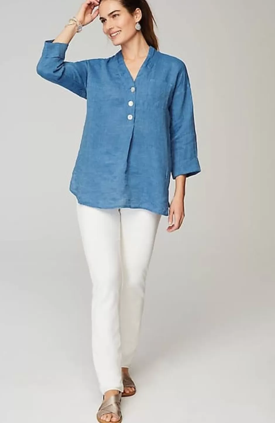 J.Jill Pure Jill Yarn-Dyed Linen Button-Front Tunic | Jjill | Women Tunics