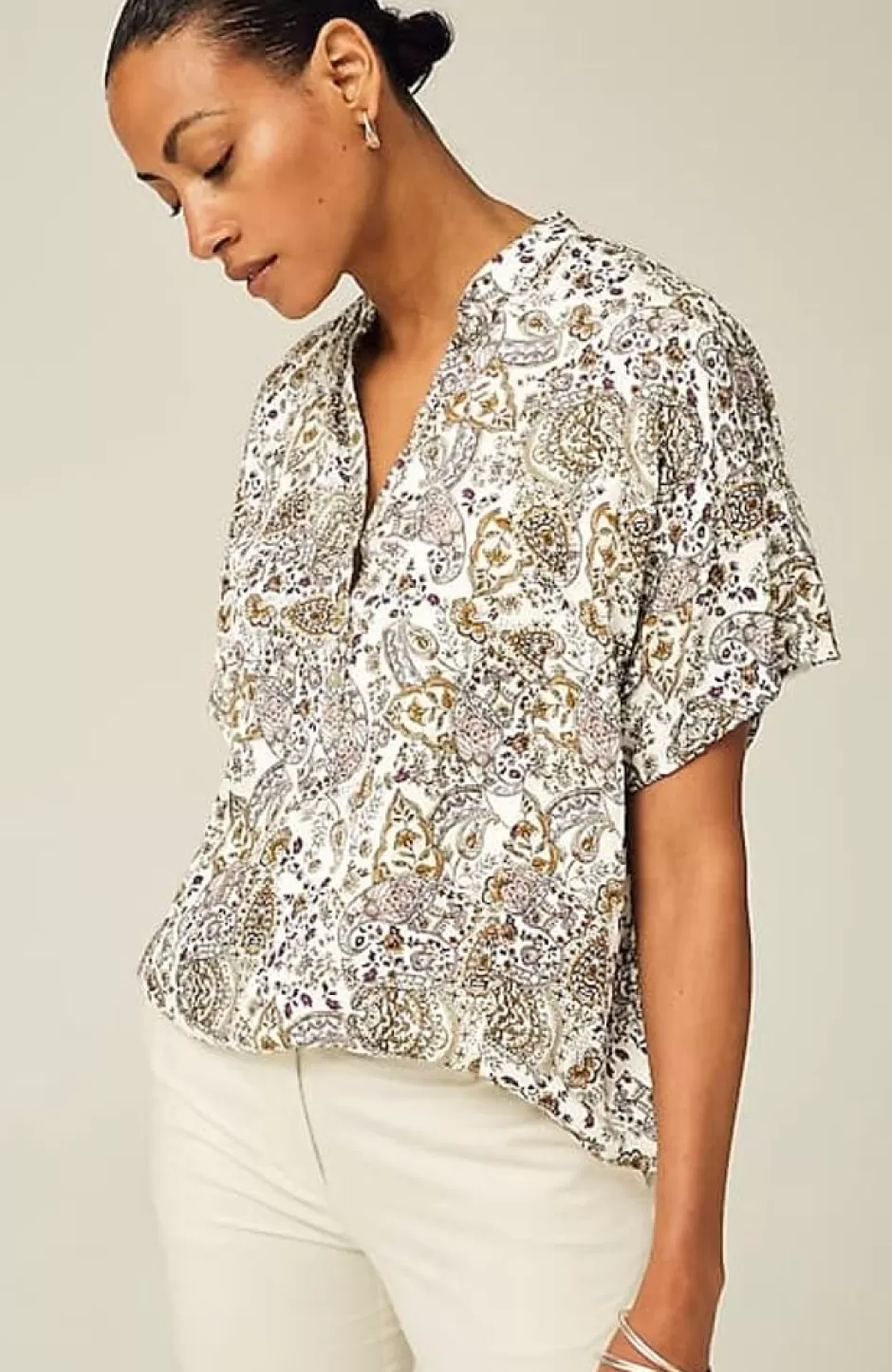 J.Jill Relaxed Printed Satin Top | Jjill | Women Shirts & Blouses