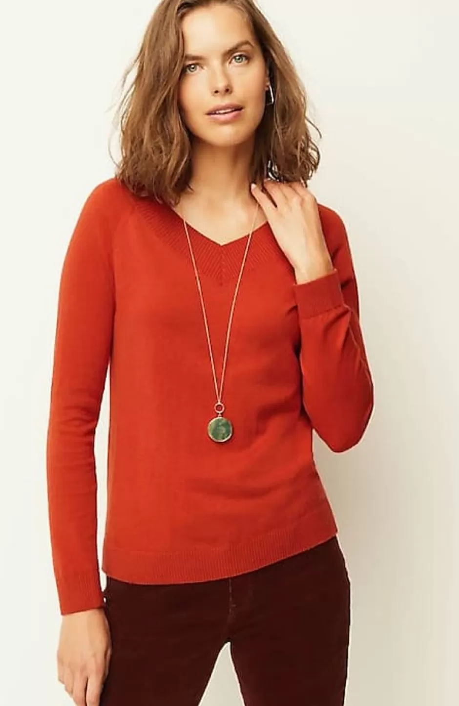 J.Jill Ribbed-Border V-Neck Sweater | Jjill | Women Sweaters