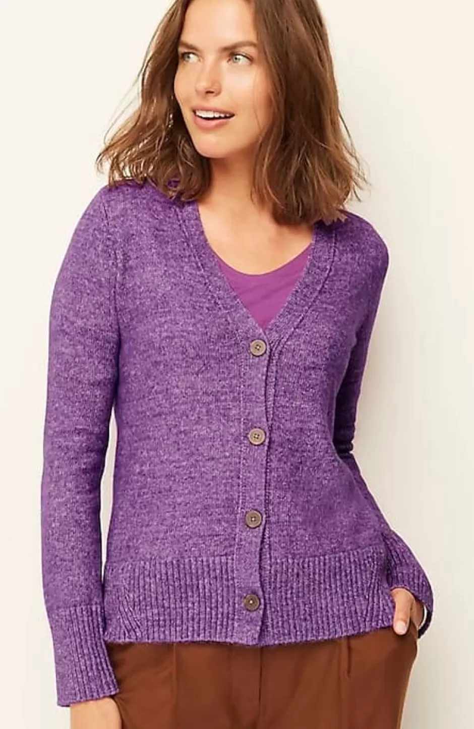 J.Jill Ribbed-Trim Button-Front Cardi | Jjill | Women Sweaters