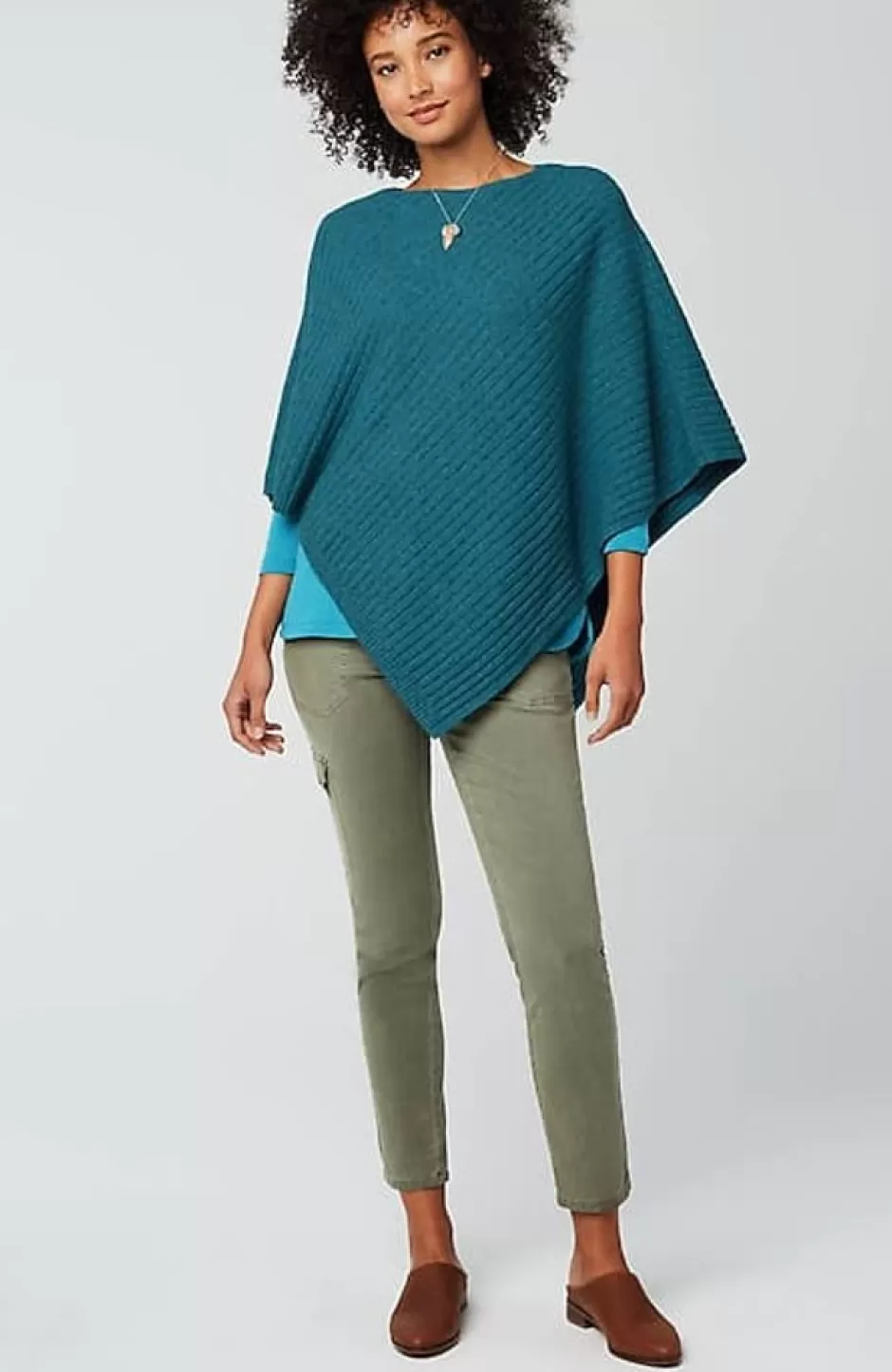 J.Jill Rib-Knit Asymmetrical Poncho | Jjill | Women Ponchos, Ruanas & Scarves