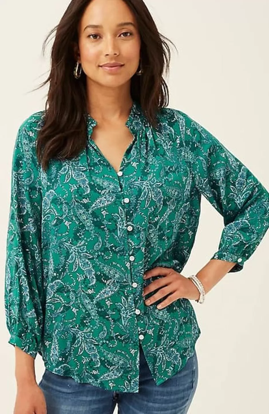 J.Jill Ruffled Satin Top | Jjill | Women Shirts & Blouses