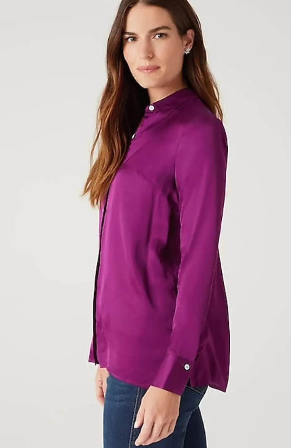 J.Jill Satin Button-Front Shirt | Jjill | Women Shirts & Blouses