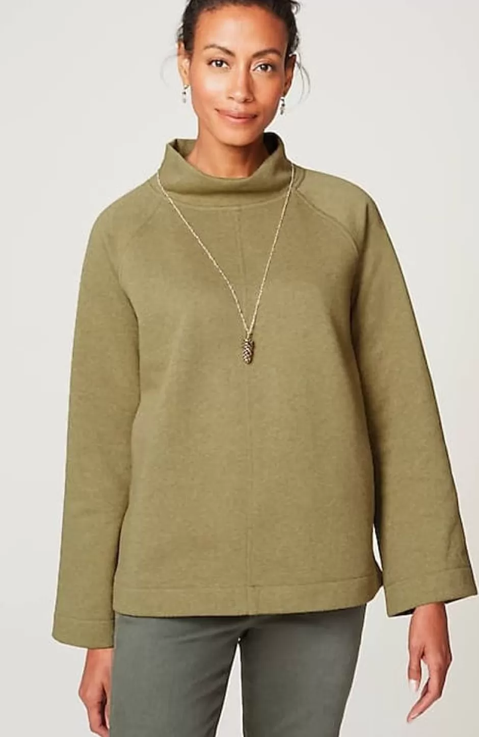 J.Jill Seamed Fleece Mock-Neck Top | Jjill | Women Tops & Tees