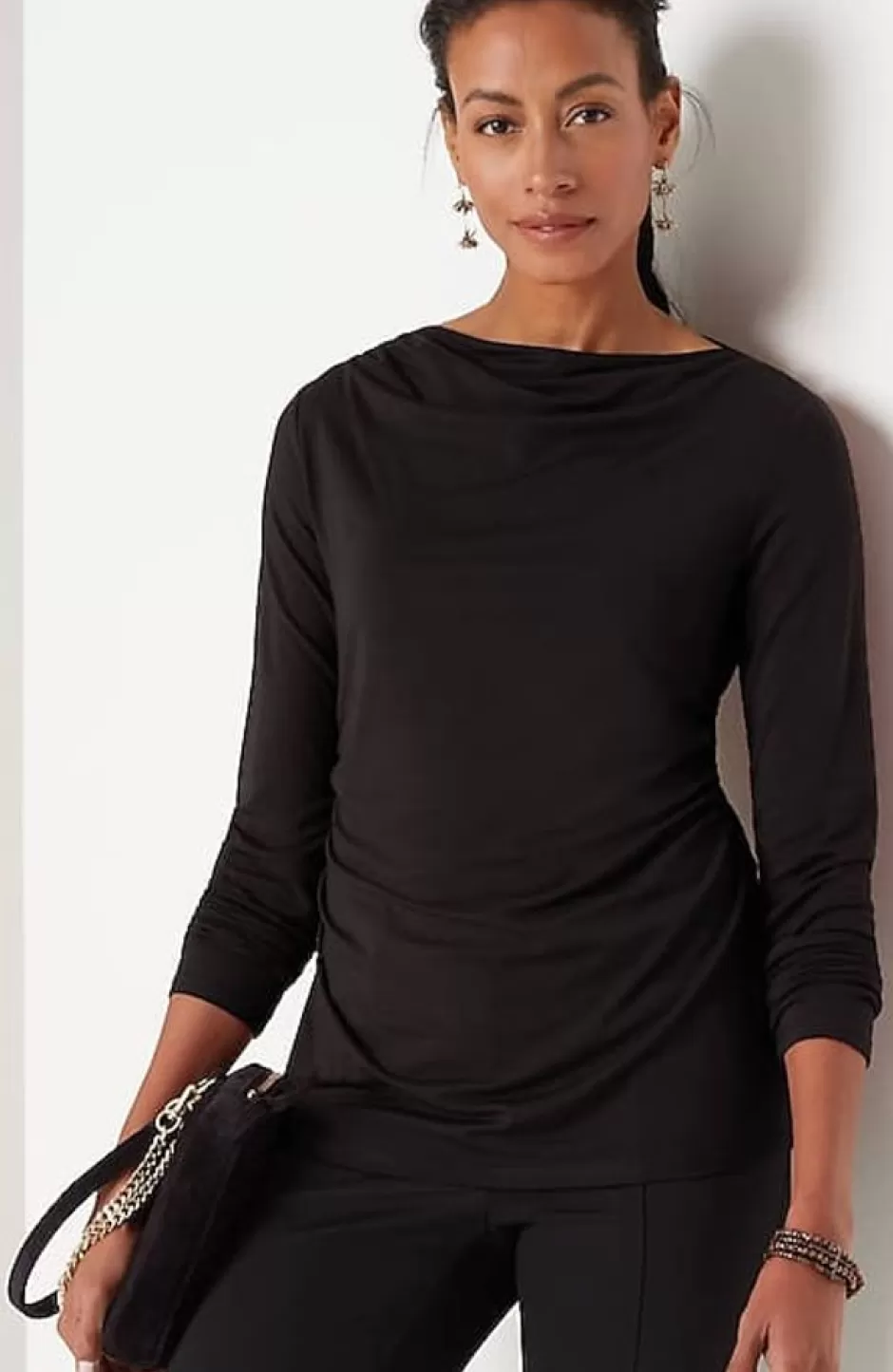 J.Jill Shirred-Waist Draped Top | Jjill | Women Tops & Tees