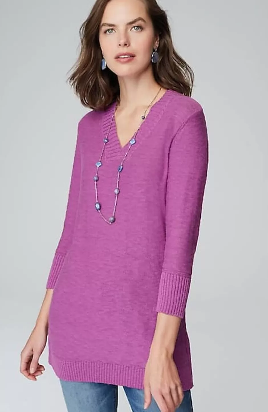 J.Jill Slub Rib-Trimmed Sweater Tunic | Jjill | Women Tunics