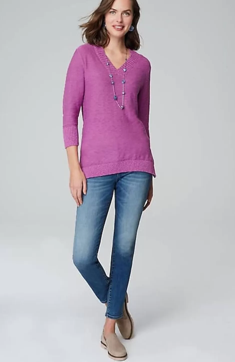 J.Jill Slub Rib-Trimmed Sweater Tunic | Jjill | Women Tunics