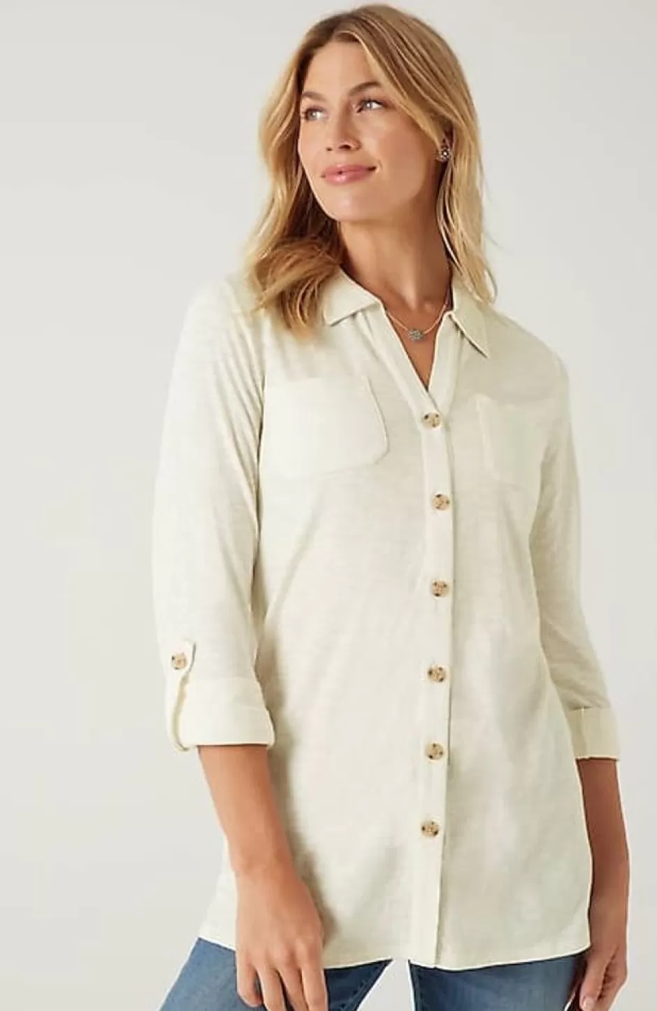 J.Jill Slub-Textured Patch-Pocket Tunic | Jjill | Women Tops & Tees