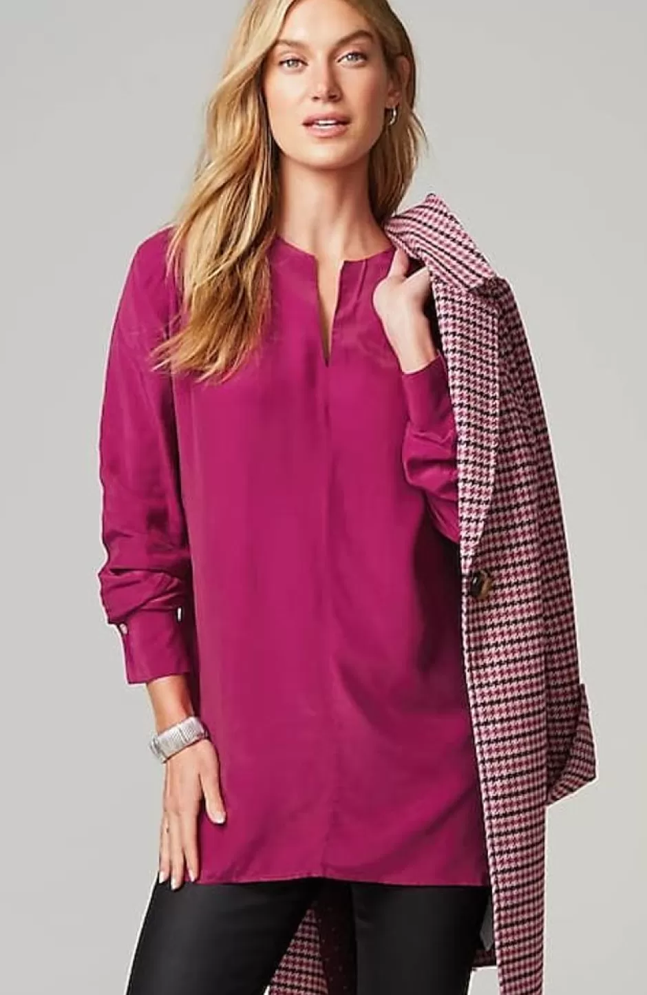 J.Jill Smocked Split-Neck Tunic | Jjill | Women Tunics