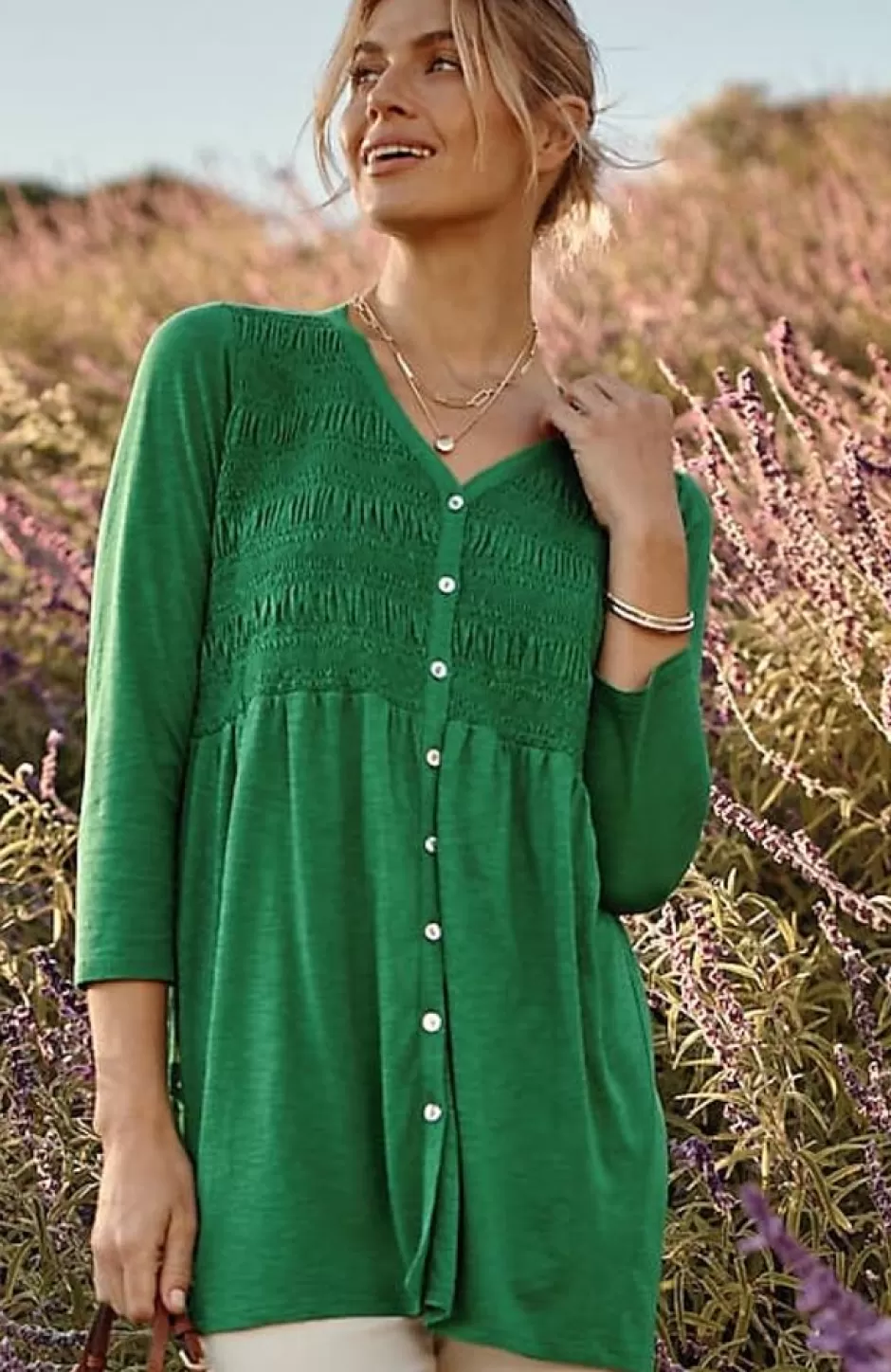 J.Jill Smocked-Bodice Tunic | Jjill | Women Tops & Tees