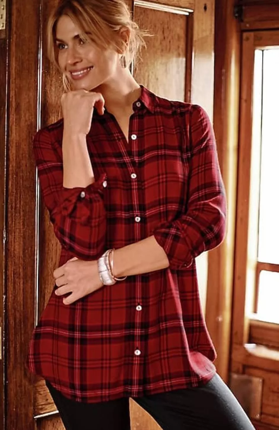 J.Jill Soft Button-Front Plaid Tunic | Jjill | Women Tunics