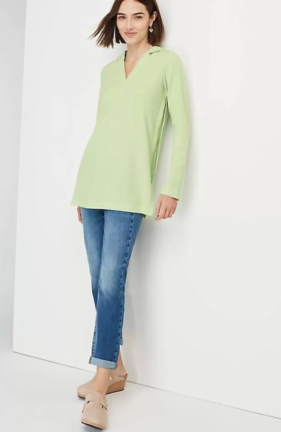 J.Jill Soft-Brushed Waffle Hoodie Tunic | Jjill | Women Tops & Tees