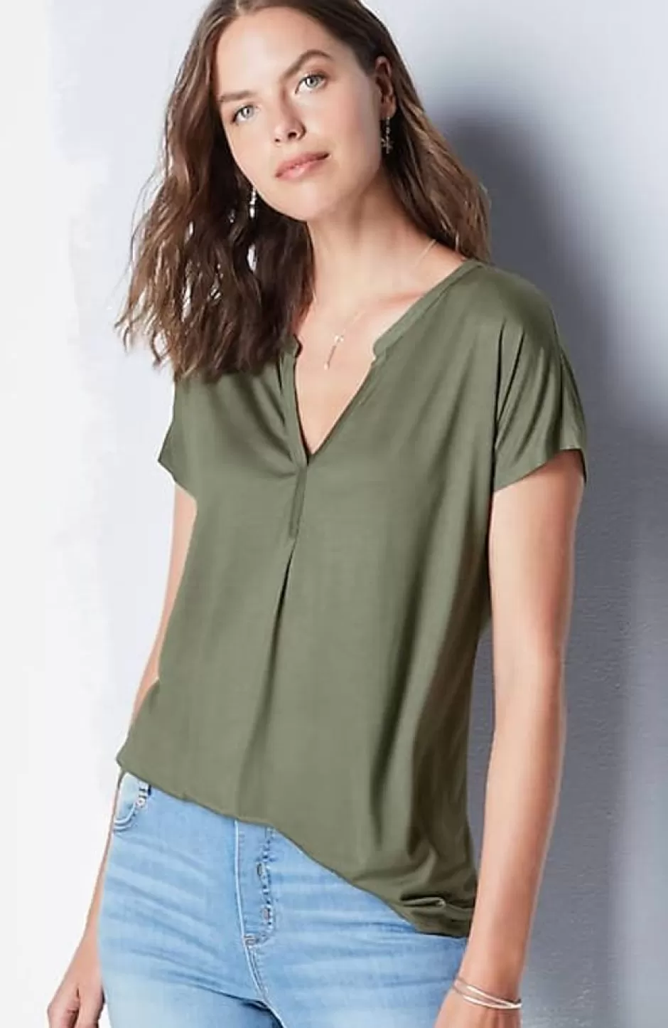 J.Jill Split-Neckline A-Line Top | Jjill | Women Tops & Tees