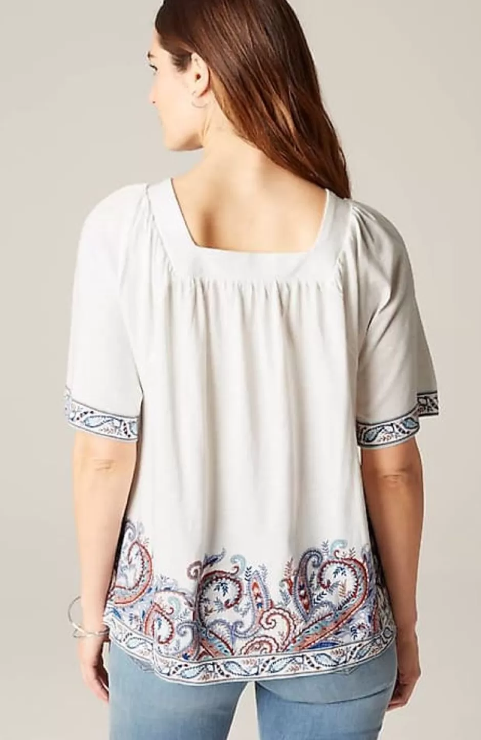 J.Jill Square-Neck Elbow-Sleeve Top | Jjill | Women Tops & Tees