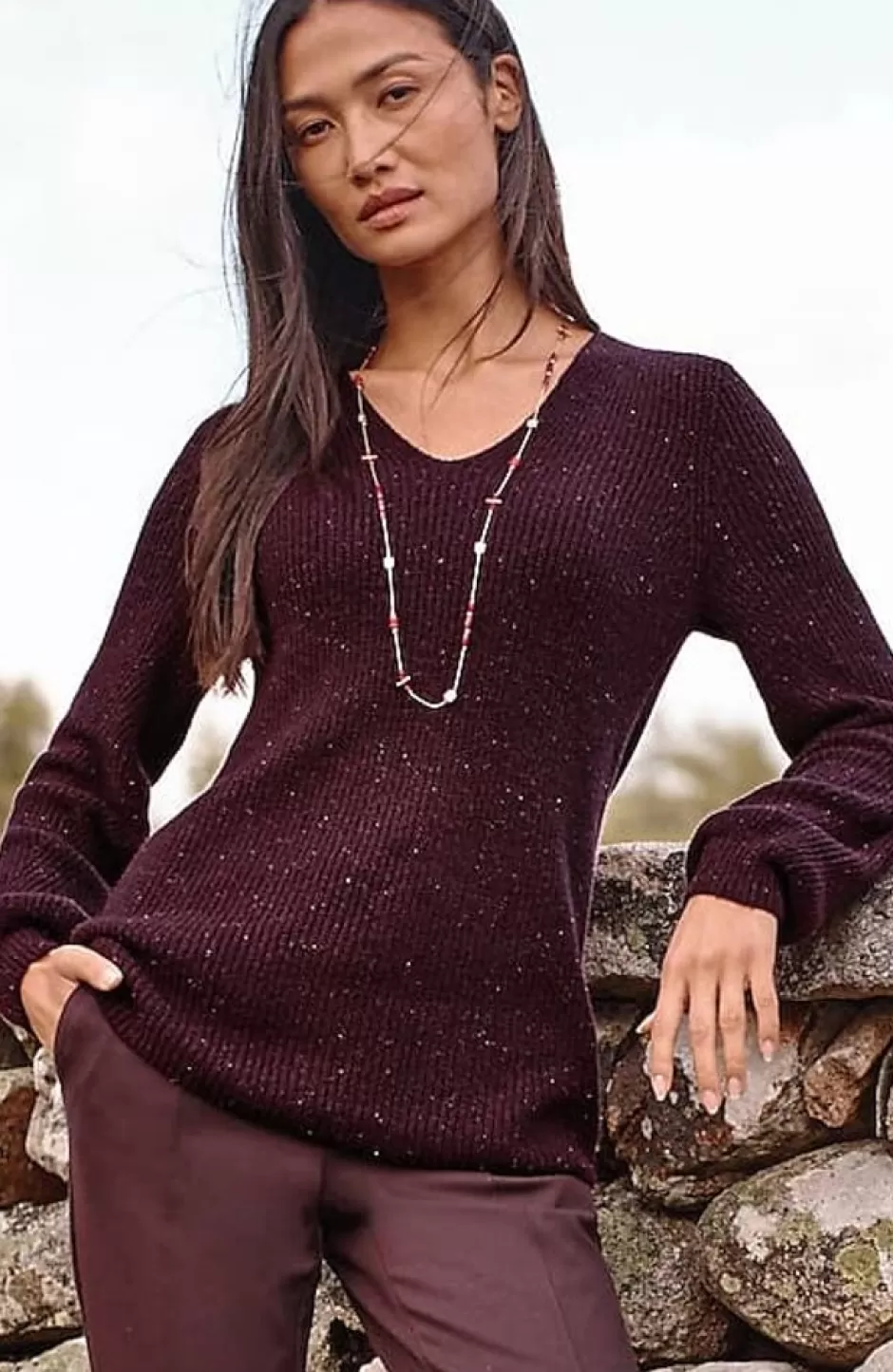 J.Jill Tweed V-Neck Sweater | Jjill | Women Sweaters