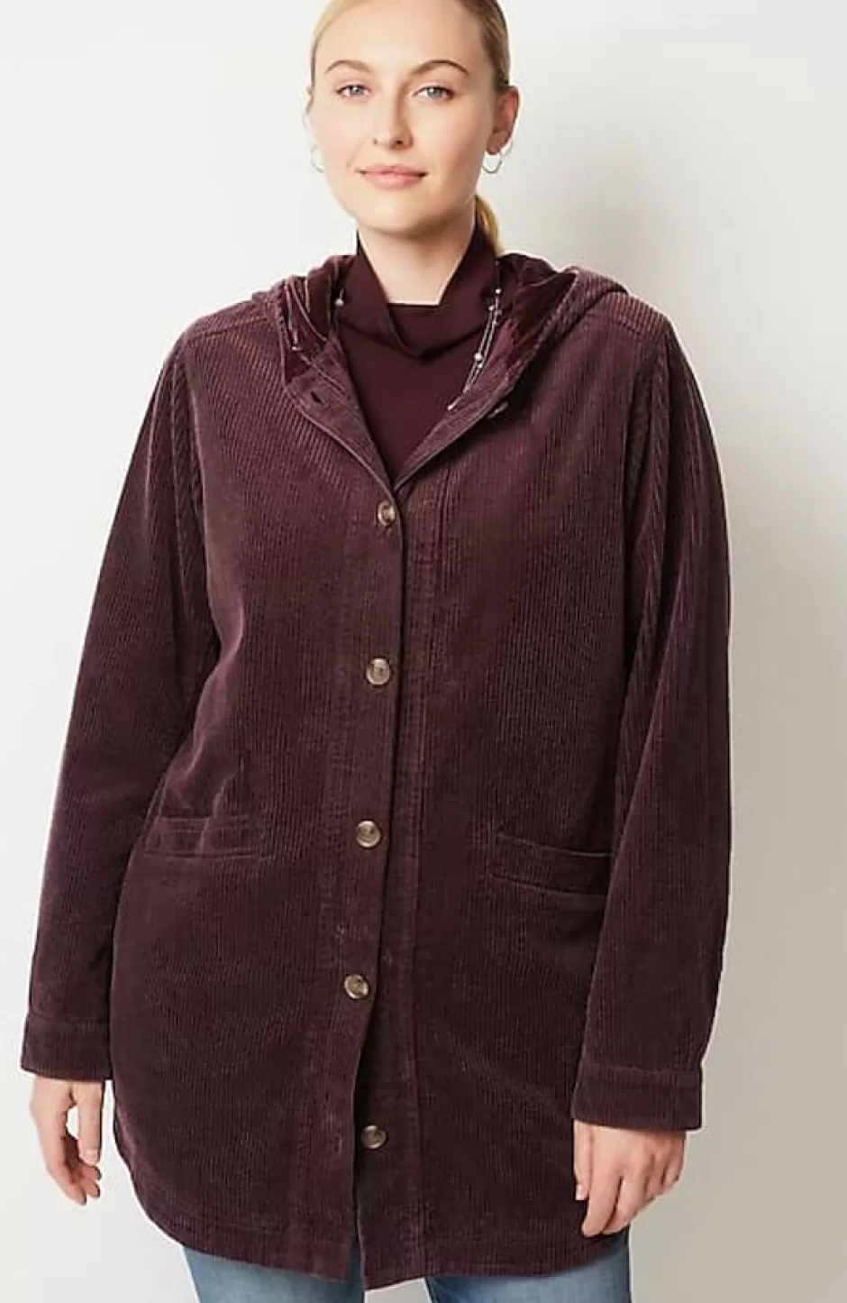 J.Jill Velvet-Hooded Tumble-Cord Jacket | Jjill | Women Jackets & Coats