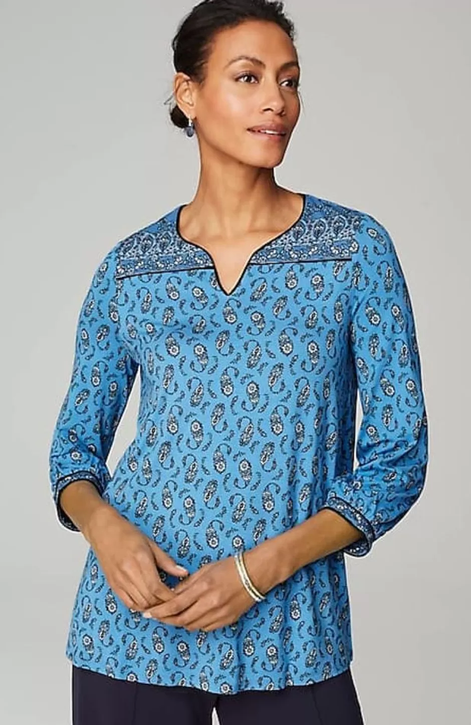 J.Jill Wearever Border-Yoke Top | Jjill | Women Tops & Tees