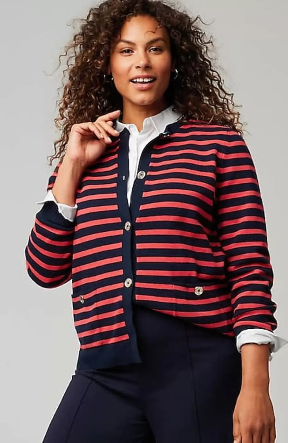 J.Jill Wearever Button-Front Striped Cardi | Jjill | Women Sweaters