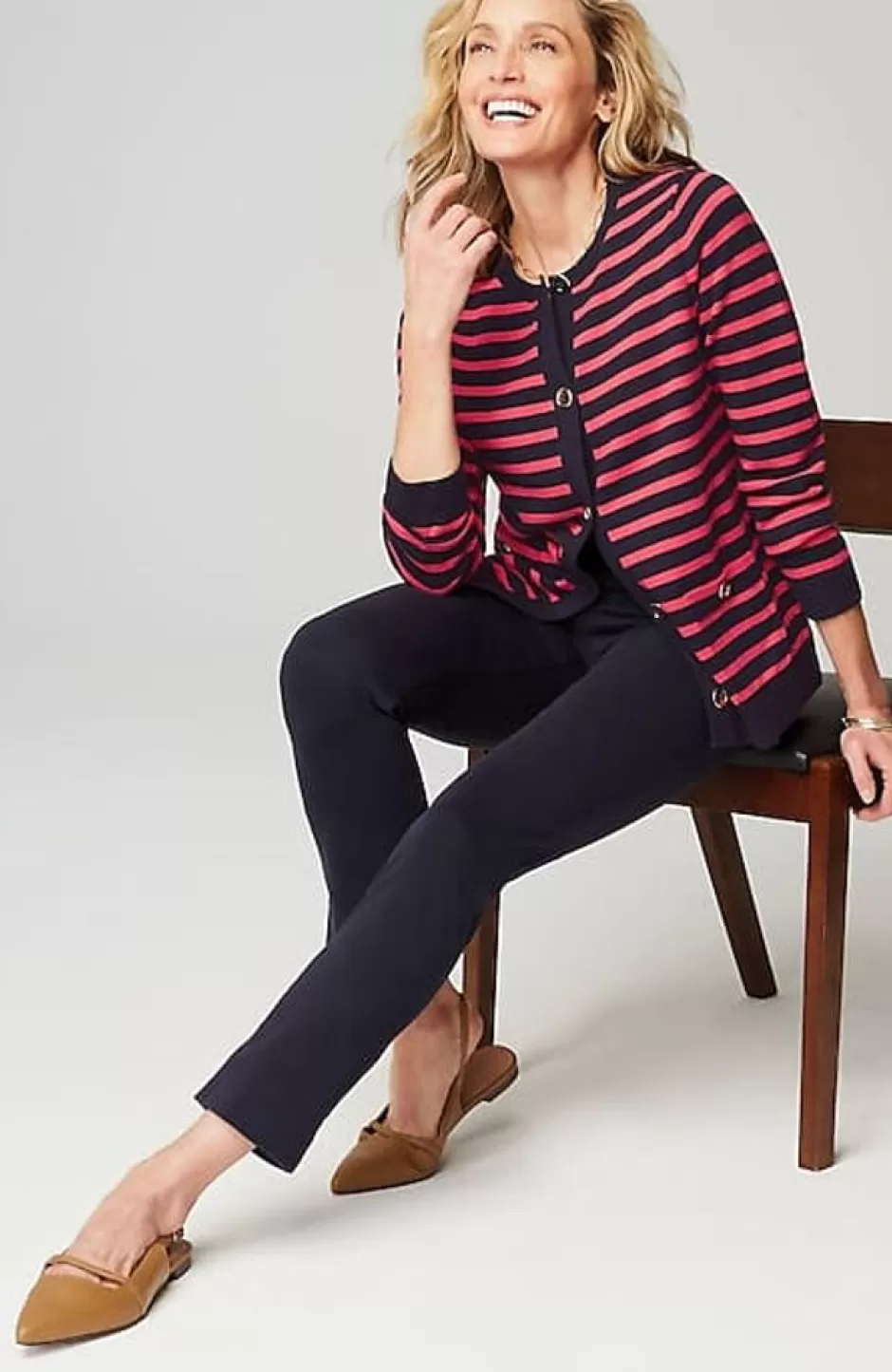 J.Jill Wearever Button-Front Striped Cardi | Jjill | Women Sweaters