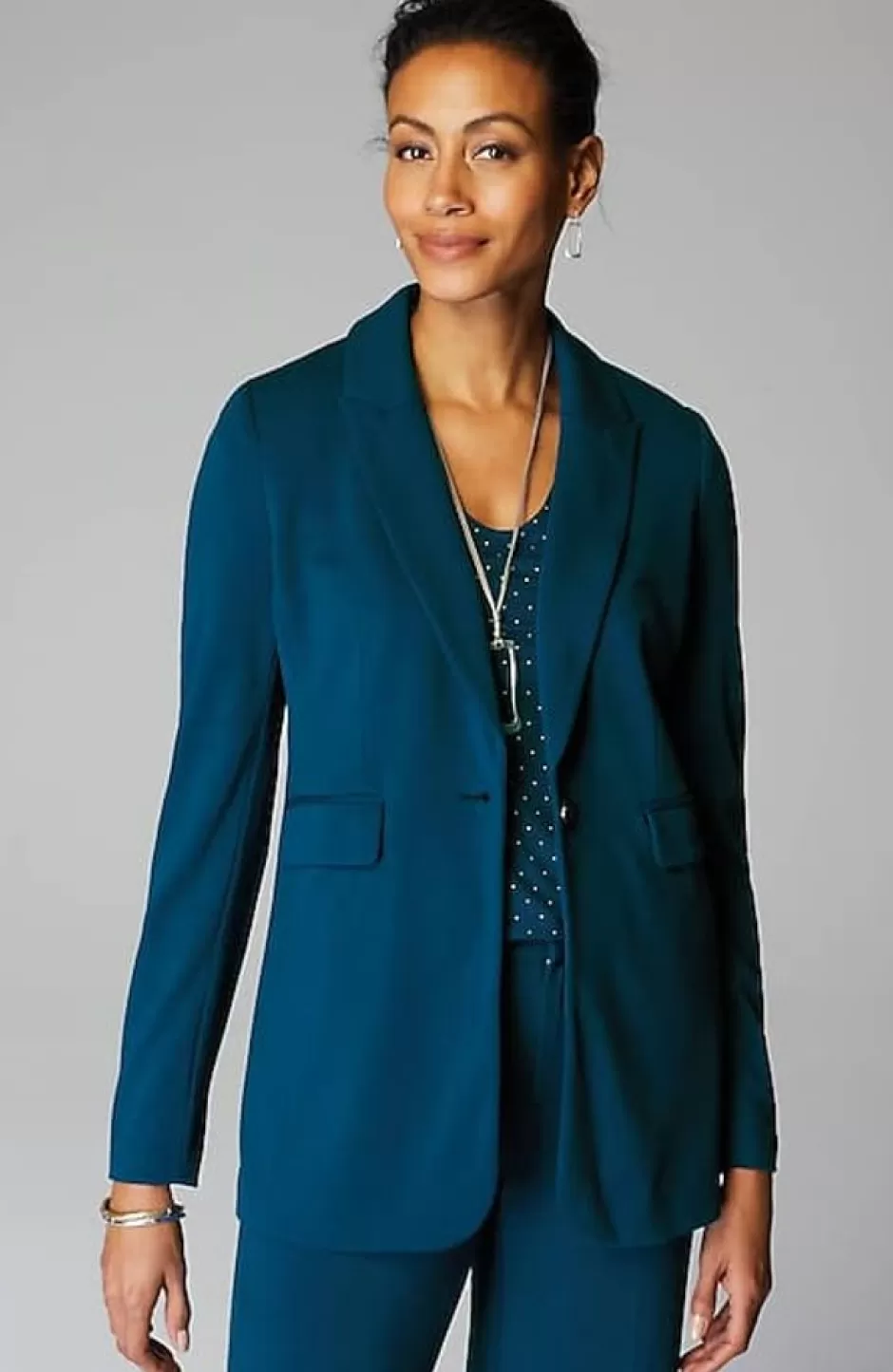 J.Jill Wearever Double-Face Jersey Notch-Collared Blazer | Jjill | Women Jackets & Coats