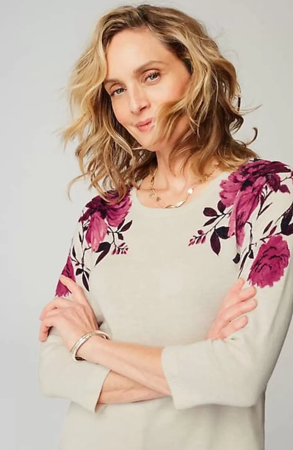 J.Jill Wearever Garden Roses Sweater | Jjill | Women Sweaters