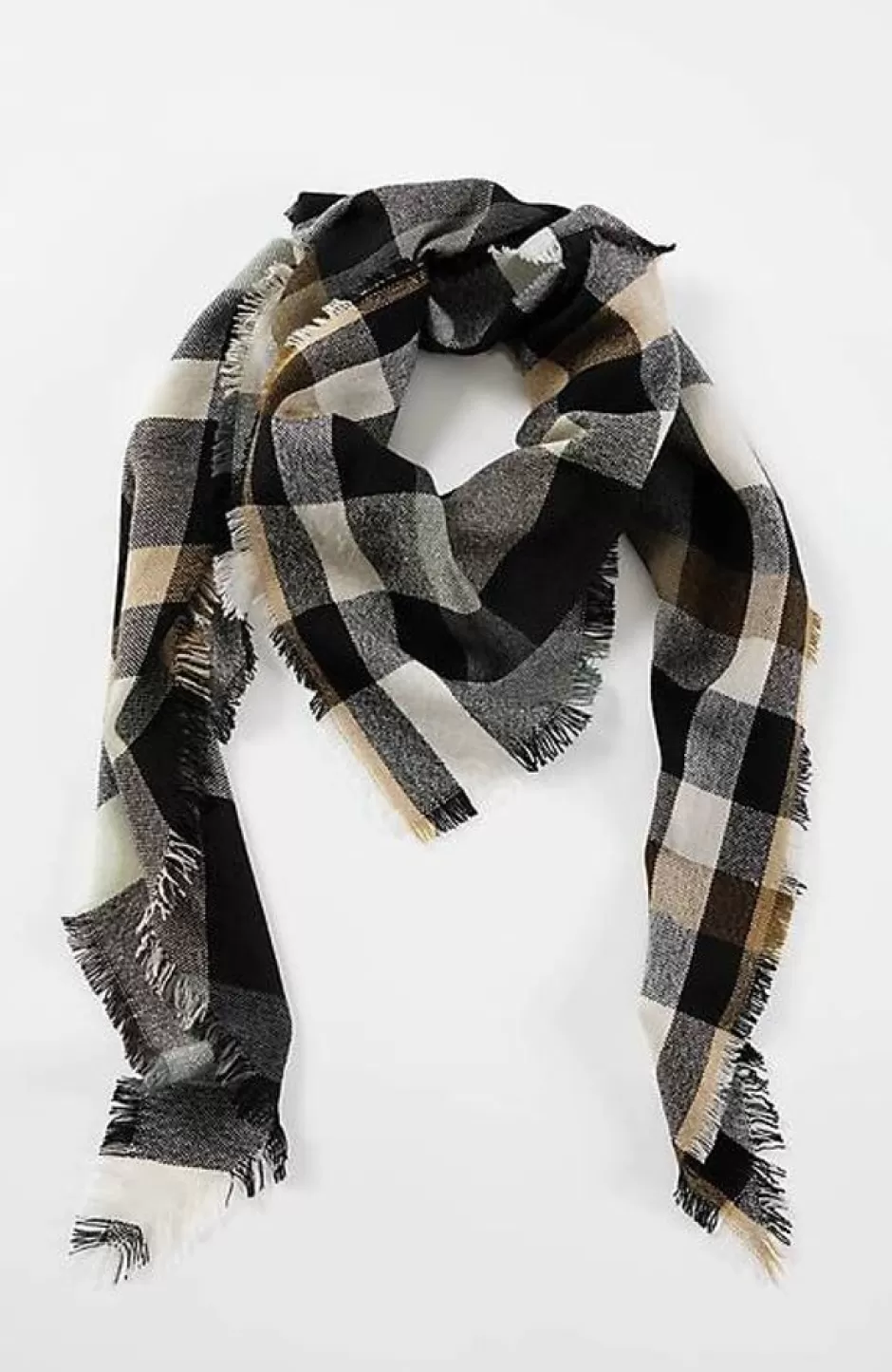 J.Jill Wearever Neutral Plaid Triangle Scarf | Jjill | Women Ponchos, Ruanas & Scarves