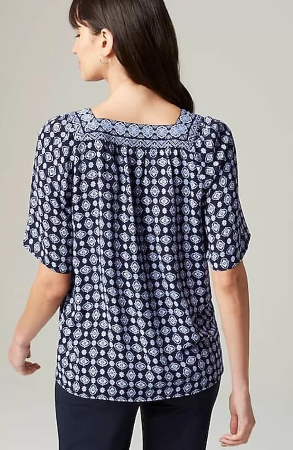 J.Jill Wearever Shirred Square-Neck Top | Jjill | Women Shirts & Blouses