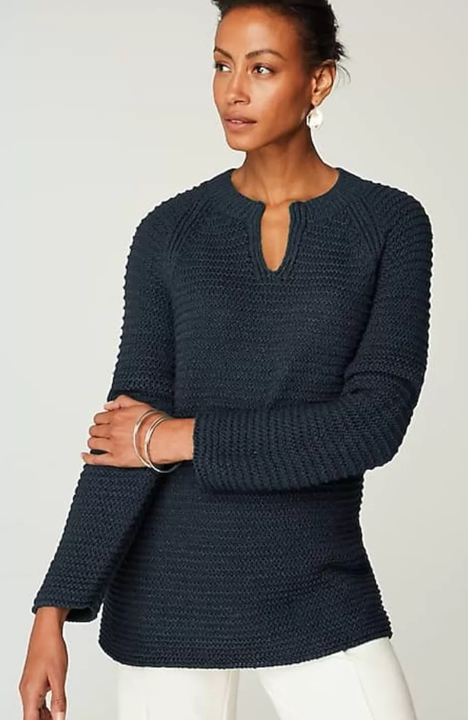 J.Jill Wearever Textured Split-Neck Sweater | Jjill | Women Sweaters