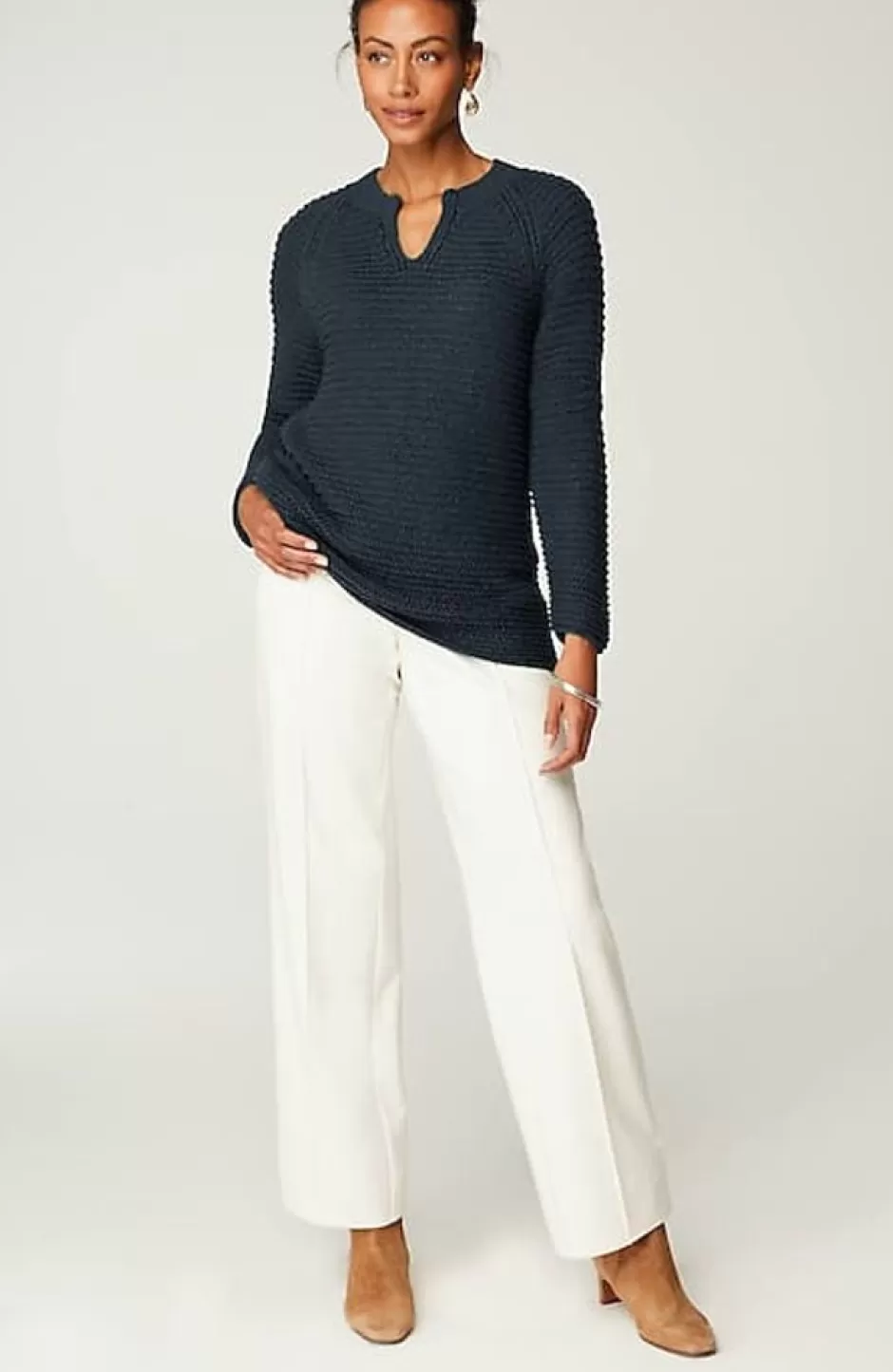 J.Jill Wearever Textured Split-Neck Sweater | Jjill | Women Sweaters