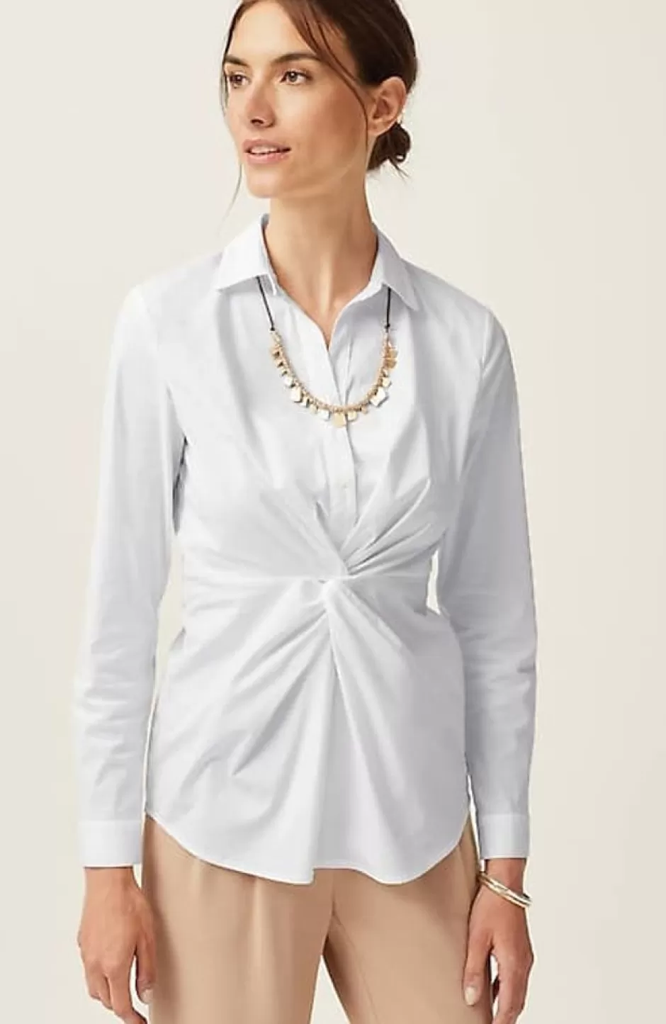 J.Jill Wearever Twisted-Front Shirt-Collar Top | Jjill | Women Shirts & Blouses