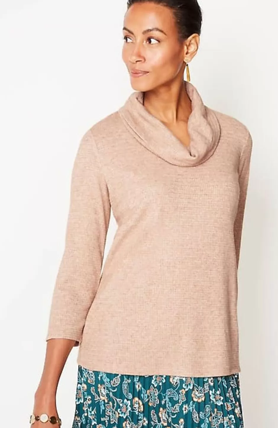 J.Jill Wearever Waffle-Textured Cowl-Neck Top | Jjill | Women Tops & Tees